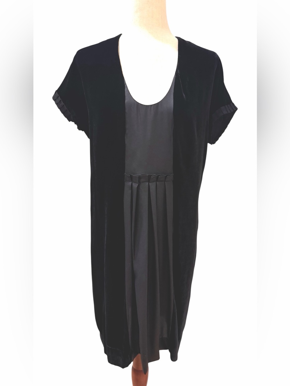 Stella McCartney Black Silk Blend Velvet Pleated Dress IT 40 Y2K Made in Italy